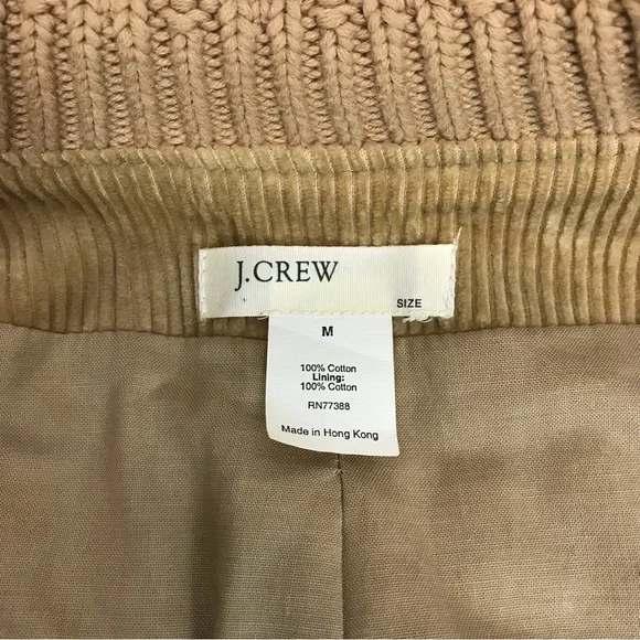 J. Crew | Tan Corduroy Bomber Jacket, Sz Medium - Picture 6 of 12